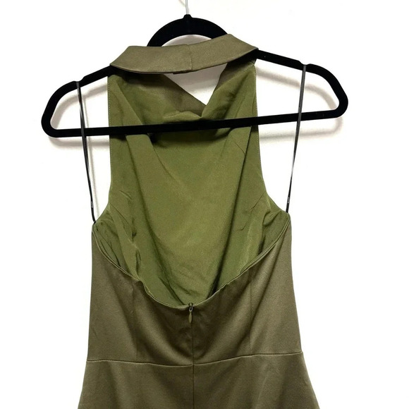NWOT $148 ELLIATT Camo Olive Green Halter Dress - Asymmetric Cocktail Mini Dress - Picture 8 of 11
